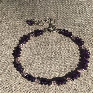 Amethyst, Crystal, Bali, and Sterling Baracelet
